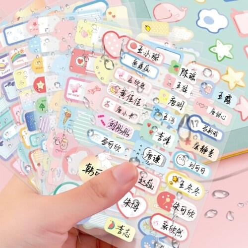 Cartoon Waterproof Name Stickers School Children Self-adhesive Handwritten Label Stickers Kindergarten Clothes Books Stickers