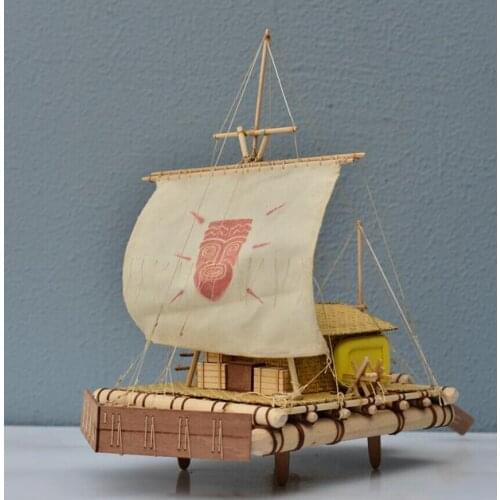 Mini wooden boat model assembly kit KON tiki Raft model kit