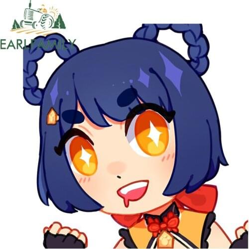 EARLFAMILY 13cm x 12.7cm for Genshin Impact Car Styling Stickers Cartoon Decal Occlusion Scratch Graffiti Sticker Bumper Decor