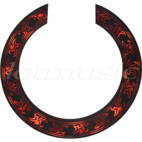 Soundhole Rosette Decal Sticker for Acoustic Classical Guitar Parts Black with Red Pattern