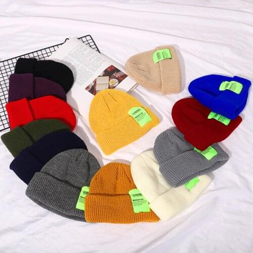 New Fashion Brand Warm Winter Hat Warm Winter Hat Autumn Women Men Retro Ribbed Cuffed Short Melon Hat Casual Soft Cap Skullcap