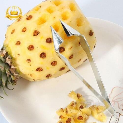 Top quality New Arrival Practical Stainless Steel Cutter Pineapple Eye Peeler Pineapple Seed Remover Clip Home Kitchen Tools