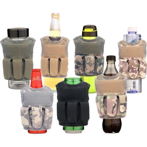 Outdoor Military Mini Miniature Molle Vest Personal Bottle Drink Set Adjustable Shoulder Strap Drink Tactical Beer Bottle Bags