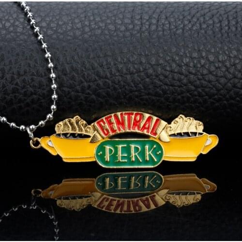 Friends TV Show Central Perk Pendant Necklace Friend Coffee Time Choker Necklace Women Men Hard Enamel Jewelry Gift