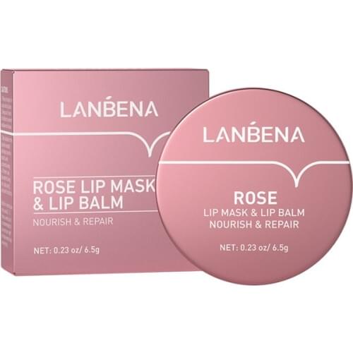 LANBENA Lip Mask Nourishing Moisturizing Repair Dry Exfoliator Scrub Rose Sugar Aloe Coconut Lips Balm Lip Care 6.5g