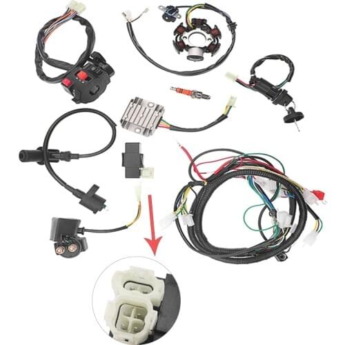 Full Electrics Wiring Harness Loom Coil For GY6125CC 150CC ATV Quad Buggy Go Kart With Rectifier Solenoid Relay Ignition Switch
