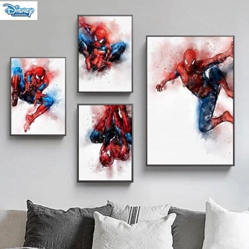 Marvel Avengers Superhero Watercolor Canvas Painting Spiderman Movie Poster Cuadros Wall Art Picture Room Home Decoration