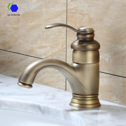 QCFOISON bathroom basin faucet outdoor garde bronze wash ancient retro mixter tap antique brass european style sink faucets
