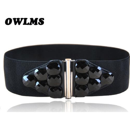 Belts Free shipping new popular european female wide big resin acrylic gem elastic waist belt hip fashion wide cummerbund women
