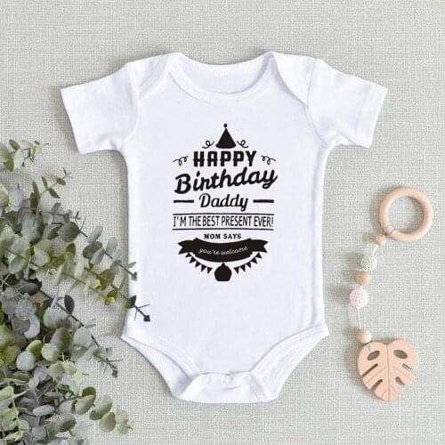 Happy Birthday Daddy Printed Baby Bodysuit Cotton Infant Body Baby Short Sleeve Clothing Baby Jumpsuit Baby Boy Girl Romper