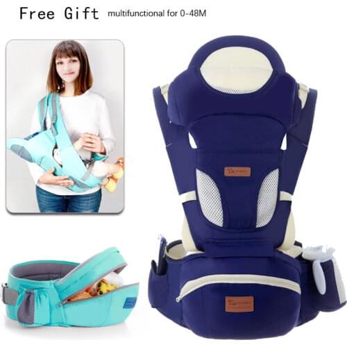 New Ergonomic Baby Carrier Baby Hipseat Carrier Front Facing Ergonomic Kangaroo Baby Wrap Sling for Baby Travel 0-48M