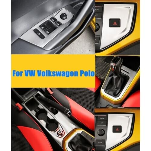 Wolrd Datong for VW Volkswagen Polo 2019 2020 Car Styling Accessories Interior Matte silver Stainless steel Trim