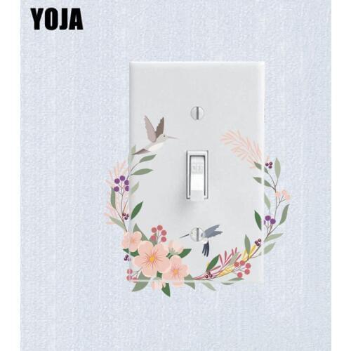 YOJA Mysterious Lovely Flowers Birds Flight Decor Wall Switch Sticker Colored Living Room Bedroom10SS0433