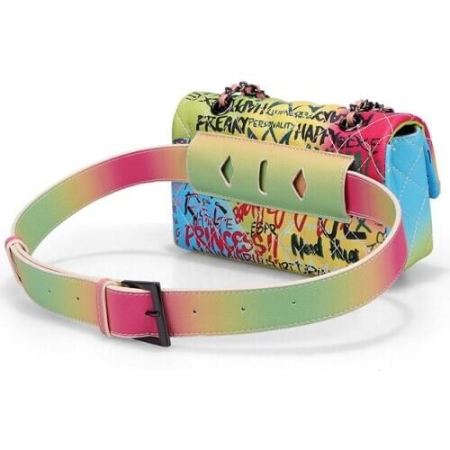 Womens diagonal bag waist bag totem embossed PU womens bag shoulder