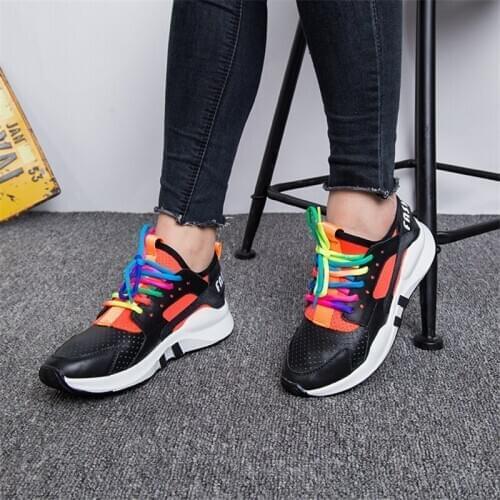 Genuine Leather Woman Flats Sneakers for Women Black Platform Shoes Sports Sneakers Women White Trainers Deportibas Mujer
