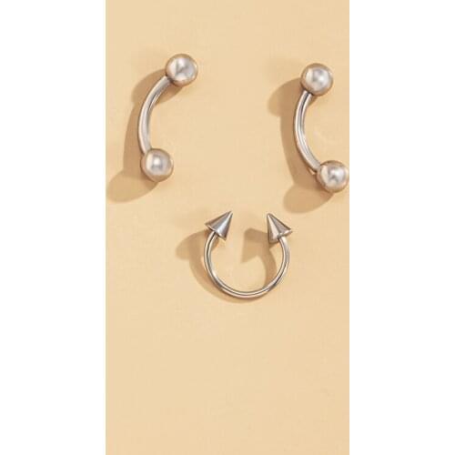 2021 Rock Gold Color Clip Earrings No Piercing Trendy Chain Earcuffs Statement Stainless Steel Earrings Set Women Party Jewelry