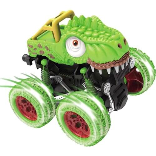 1 Pcs Dinosaur Pull Back Cars Inertia Double Sided Pull Back Cars Friction Vehicles Stunt Graffiti Car Off Road Model Toy
