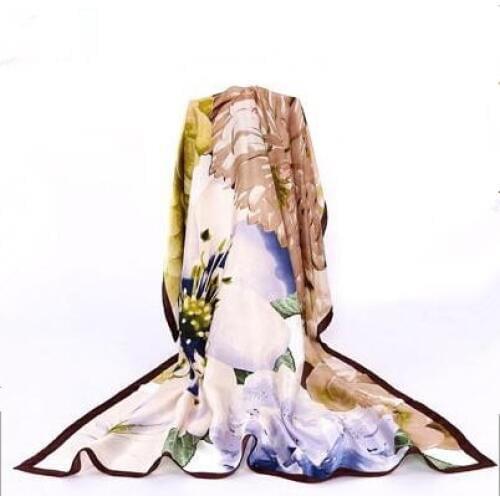 100% silk flower scarf soft pashmina for women high quality