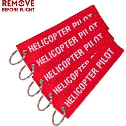 100 PCS Fashion Key Tag Chaveiro Keychains Embroidery Helicopter Pilot Key Chain for Aviation Gifts Luggage Tag Label Fashion