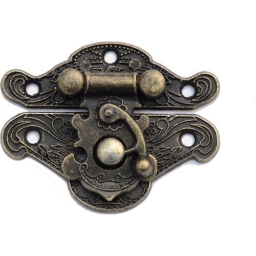 2PCS/Lot 38x30mm Antique Vintage Latch Hasp Lock Drawer Cabinet Wooden Jewelry Box Case Hasp Latch with Screws, Zinc Alloy