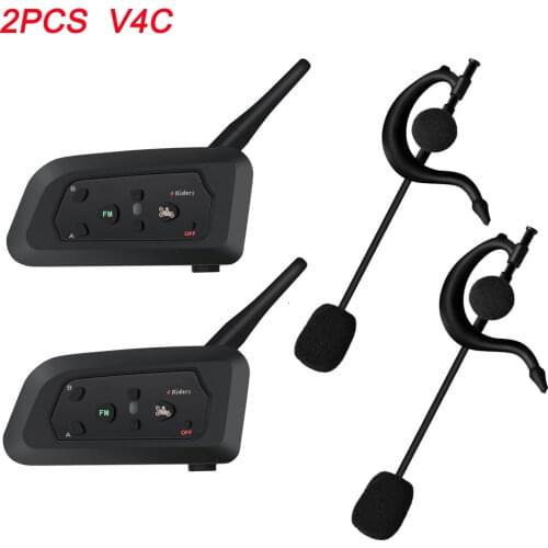 2PCS V4C Football Referee Intercom Headset Full Duplex Interphone with FM for 4 Users Vnetphone 1200M V4C Walkie Talkie