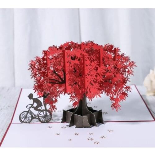 3D Anniversary Card/Pop Up Card Red Maple Handmade Gifts Couple Wedding Party Love Valentines Day Greeting Card SN3715