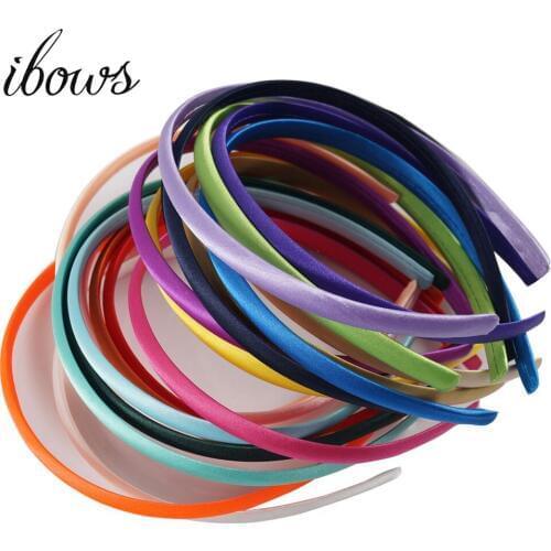 5Pcs/lot 10mm Solid Color Hairband Satin Covered Resin Hairbands Adult Kids Headbands Girl DIY Hair Accessories Materials