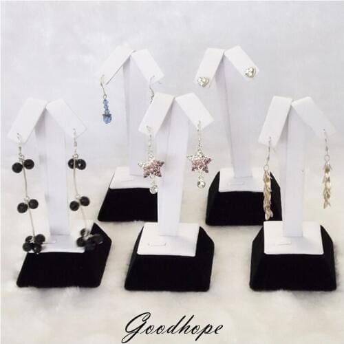5pcs White Faux Leather Earring Tree Jewelry Stand Display Hanging Earrings or Stud Earrings Holder Jewellery Organizer Showcase