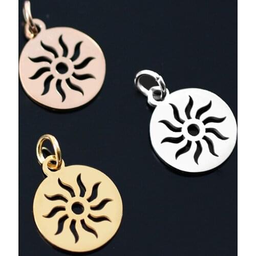 5pcs Polished Sun Flower Pendant Charms Stainless Steel Charm for DIY Jewelry Making Necklace Bracelet Findings Handcrafted