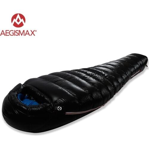 AEGISMAX 95% White Goose Down Mummy Camping Sleeping Bag Cold Winter Ultralight Baffle Design Camping Splicing FP800 G1-G5