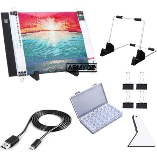New 5D DIY Diamond Painting A4 Size 20X30CM LED Copy Board Tool Diamond Embroidery Mosaic Light Tablet Pad Accessories