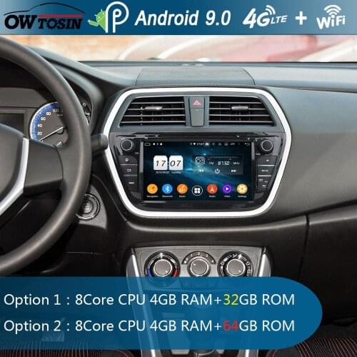 8" IPS 1280*720 8Core 4GB RAM+64GB ROM Android 9.0 Car DVD Player For Suzuki SX4 S-CROSS 2014 2015 DSP Radio GPS Parrot BT Adas