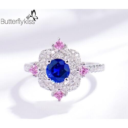 BK 18K White Gold Rings Natural Pink Sapphire Genuine Gold 585 Multicolor Gemstone Wedding Engagement Luxury Fine Jewelry Gifts