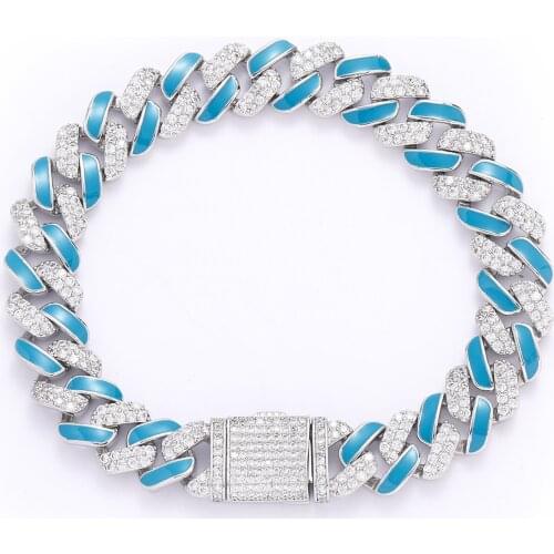 12MM Cuban Miami Link Chains Bracelets 5A Cubic Zirconia Bracelet Hip Hop Jewelry For Men Women Gift