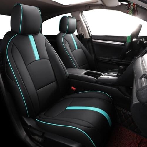 Custom Car Seat Cover For Honda Select Civic 2016 2017 years fashion Leather stitching protection Fit Full Set black/green