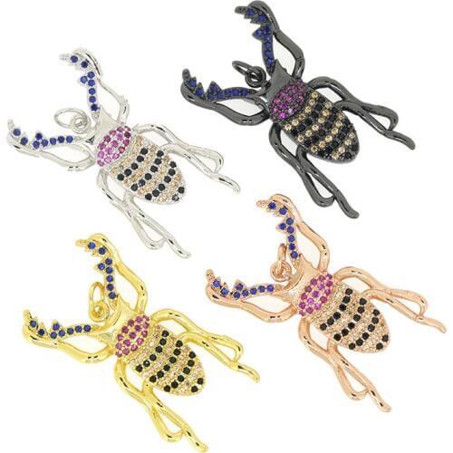 Dankaishi Fashion Top Selling Insect Charm Connector Antique Vintage Style Paved with Crystal Rhinestone DIY Accessories Jewelry