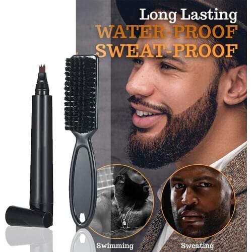 Beard Pencil Filler Men Fashion Beard Pen Face Hair Sideburn Waterproof Moustache Color Shaping Tool Drawing Pen Anti Hair Loss