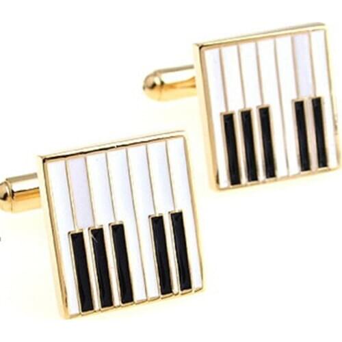 XKZM Classical Enamel Golden piano keyboard Vintage Cufflinks Mens Wedding Gift best mans Cuff Links