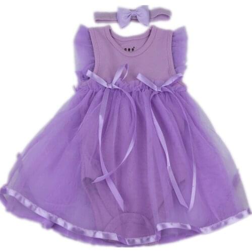 22-23 Inch Simulation Rebirth Doll Girl Cute Purple Sleeveless Gauze Skirt 2-piece Set Pure Cotton Simulation Baby Accessories