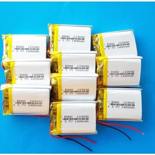 Lot 10 pcs 3.7V 1400mAh lipo polymer lithium rechargeable battery 123040 for MP3 GPS PDA DVD bluetooth recorder e-book camera