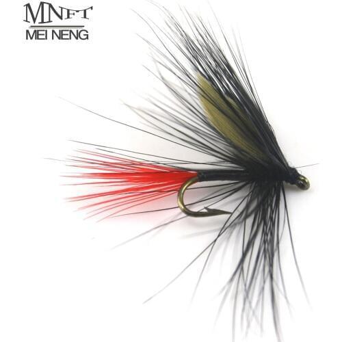MNFT 10PCS 12# Trout Fishing Flies Red Tail Black Fly Wet Fly Fishing Lures