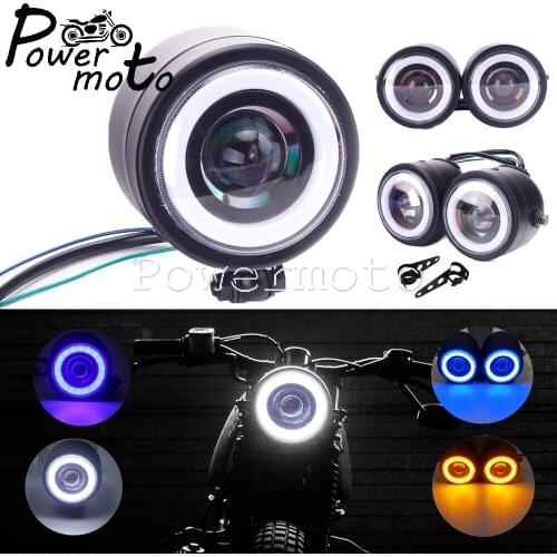 Motorcycle LED Angle Eye Single Twin Dual Dominator Headlight Headlamp for Harley Dyna Chopper Bobber Cafe Racer Honda Scrambler