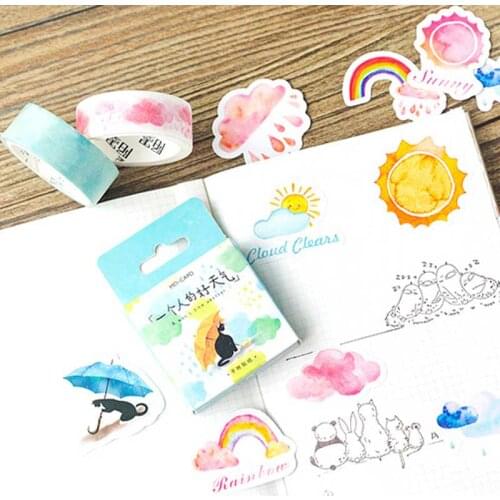 46 Pcs/box Cute Weather Cat Stickers Decorative Scrapbooking Planner Diary Adhesive Kawaii Korean Stickers School Stationery