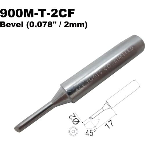 Soldering Tip 900M-T-2CF Bevel 2mm for Hakko 936 907 Milwaukee M12SI-0 Radio Shack 64-053 Yihua 936 X-Tronics 3020 Iron Bit