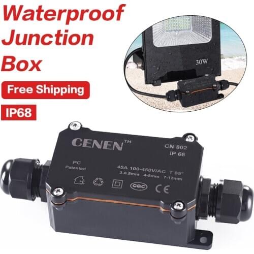 New Waterproof IP68 Junction Box Electrical Enclosure Cable Connecting Terminal Block Waterproof Box Black Cable Junction Box