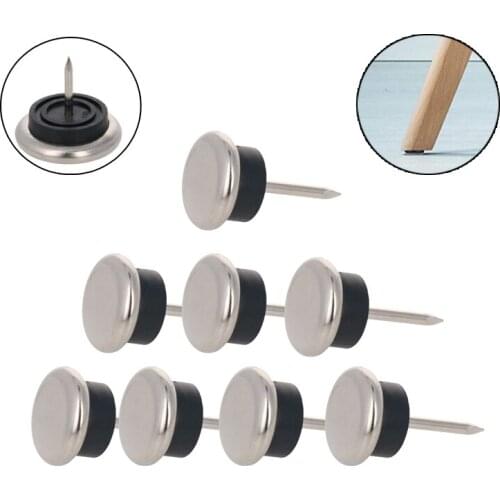 MroMax New Round Metal Foot Nails CB-43 Iron + Plastic Nickel Plated 19/22/27/32/40MM Metal Nails Black + Nickel 4/8/12/16pcs