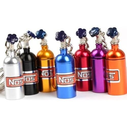 Portable Nitrous Oxide Bottle Keychain Universal Car Key Rings NOS Mini Bottle Keyring Box Key Ring Small Pendant Car Key Rings