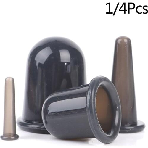 1/4Pcs Black Silicone Anti Cellulite Cup Vacuum Massage Suction Cups Body Massage For Face Manual Suction Cups Cupping Therapy