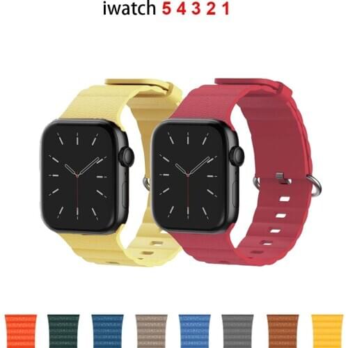 Compatible rubber Band for Apple Watch 4 5 6 SE 40mm 44mm Soft Silicone Sport Strap for iWatch Series 5 4 3 2 1 38MM 42MM