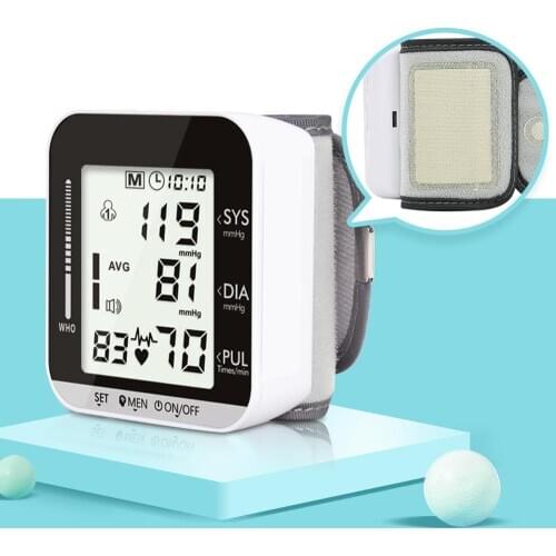 Wrist Blood Pressure Monitor Sphygmomanometer Digital Tonometer English Voice Automatic Electronic Heart Beat Rate Meter